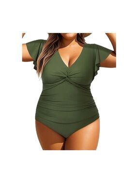 New Women 14W Aqua Eve Plus Size One Piece Swimsuit with Sleeve Tummy Control Ba